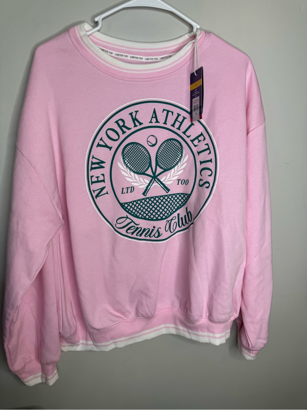 Limited Too Pink New York Athletics Tennis Club Sweatshirt